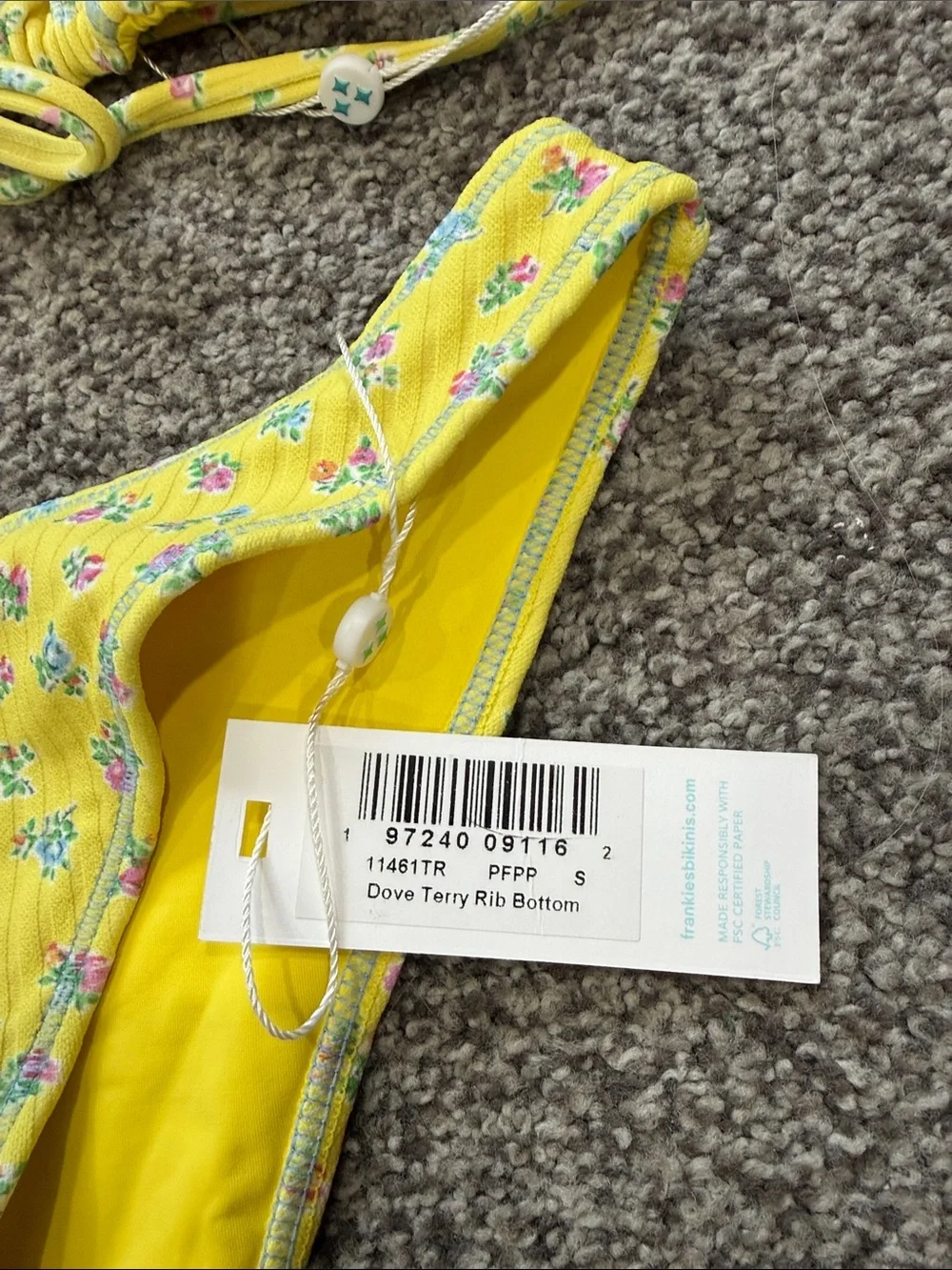 Frankie's Bikinis Yellow Floral Tie-Back Halter Bikini